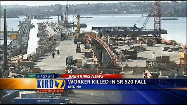 Worker dies after 60-foot fall at SR 520 bridge construction site | KIRO-